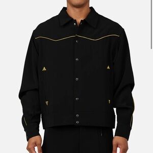 NEW MNML RODEO STITCH BUTTON UP JACKET BLACK/GOLD Size: M
